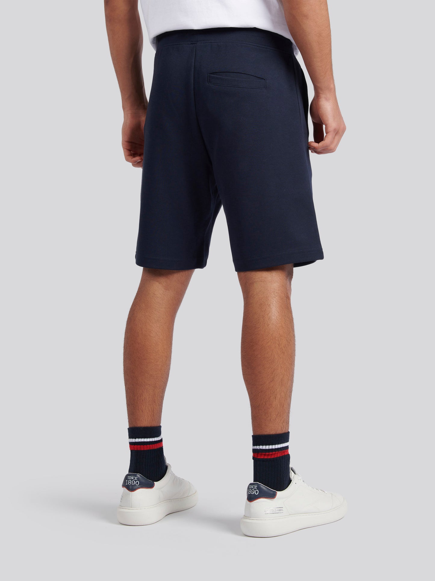 Mens Classic Fit Luxe Sweat Shorts in Dark Sapphire Navy / White DHM
