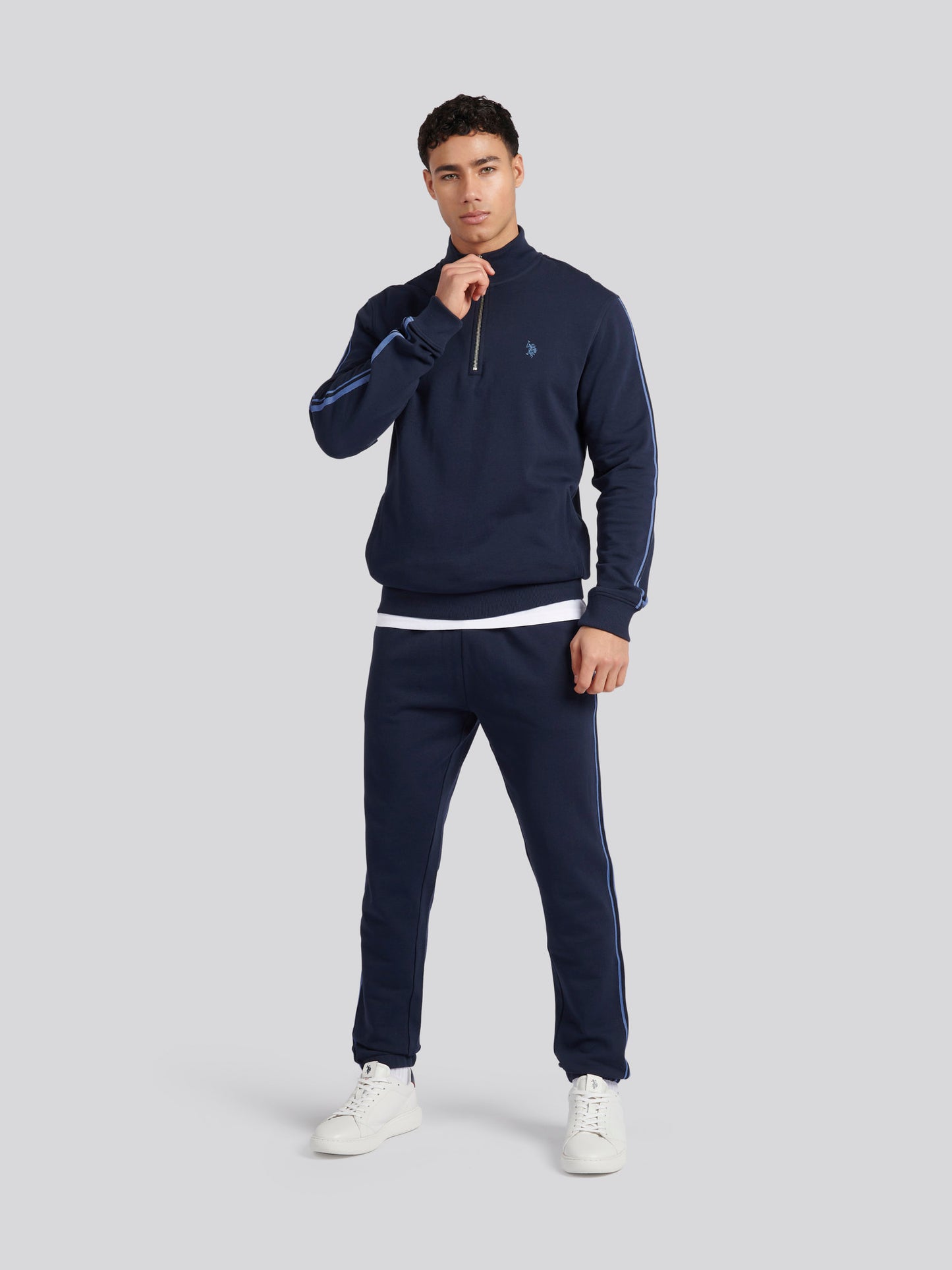 Mens Classic Fit Taped Joggers in Dark Sapphire Navy