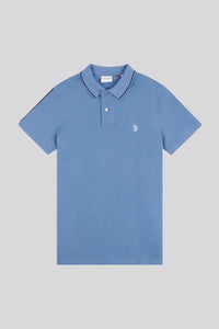 Mens Regular Fit Taped Polo Shirt in Moonlight Blue