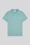 Mens Regular Fit Texture Polo Shirt in Mineral Blue