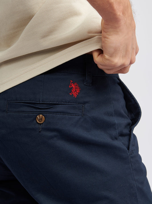 Mens Classic Chinos Shorts in Dark Sapphire Navy / Haute Red DHM