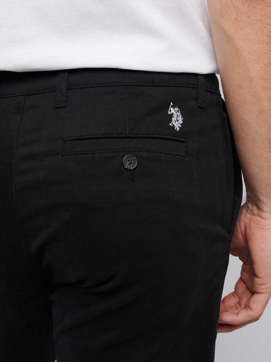Mens Classic Chinos Shorts in Black Bright White DHM