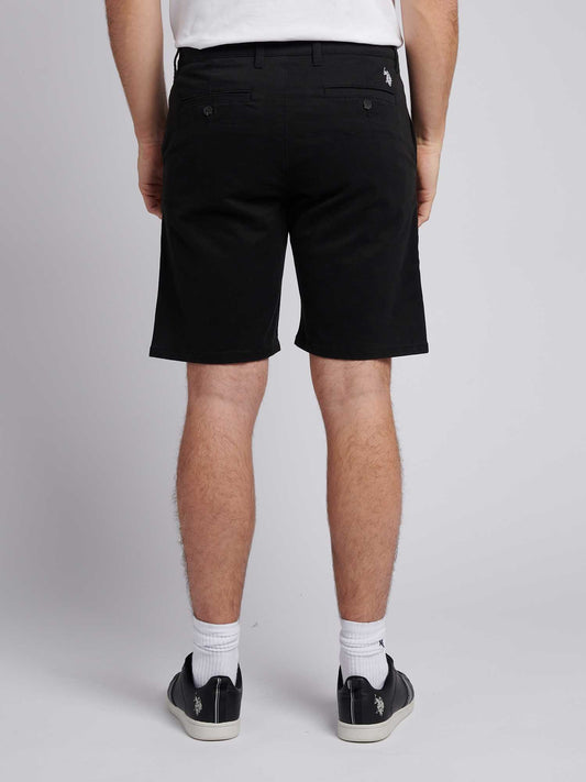 Mens Classic Chinos Shorts in Black Bright White DHM