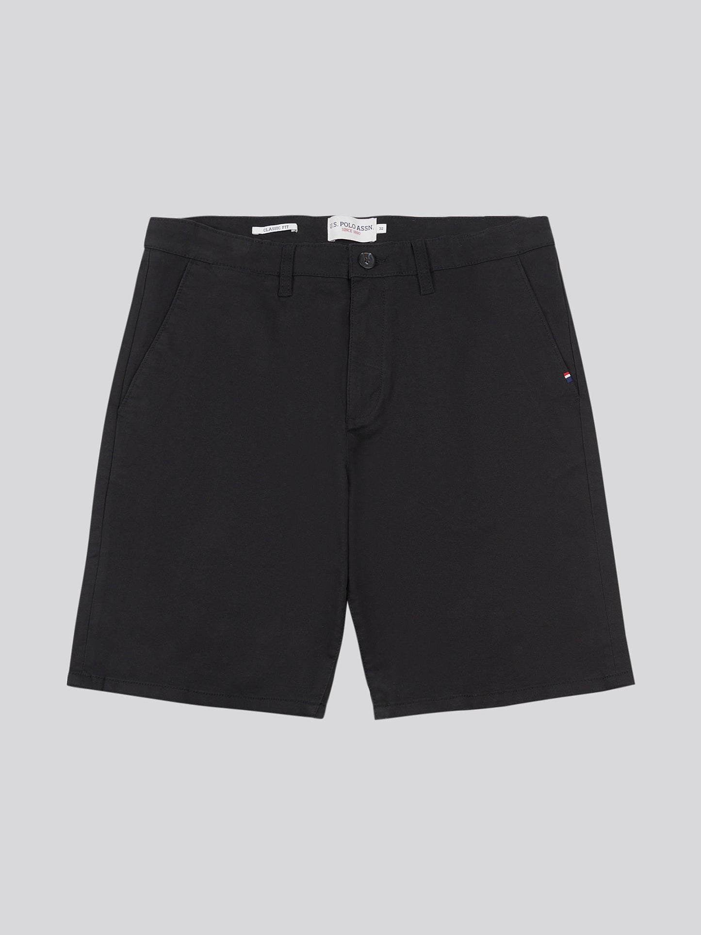 Mens Classic Chinos Shorts in Black Bright White DHM