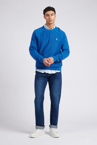 Mens Classic Fit Texture Reverse Sweatshirt in Deja Vu Blue