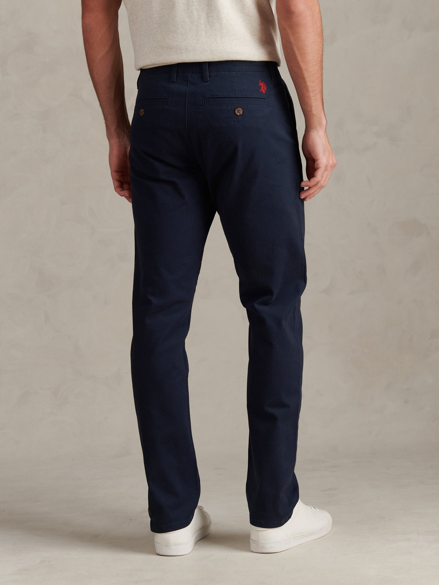 Mens Classic Chinos in Dark Sapphire Navy / Haute Red DHM