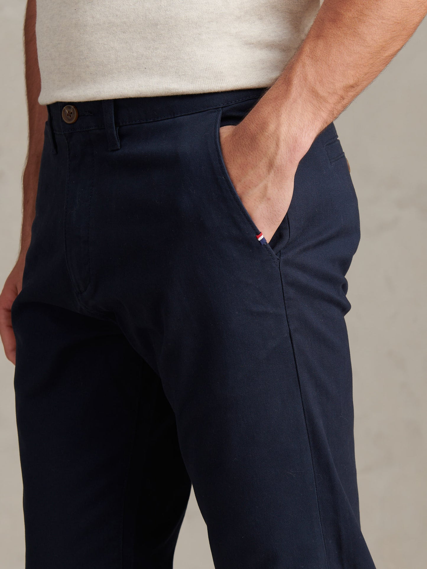 Mens Classic Chinos in Dark Sapphire Navy / Haute Red DHM