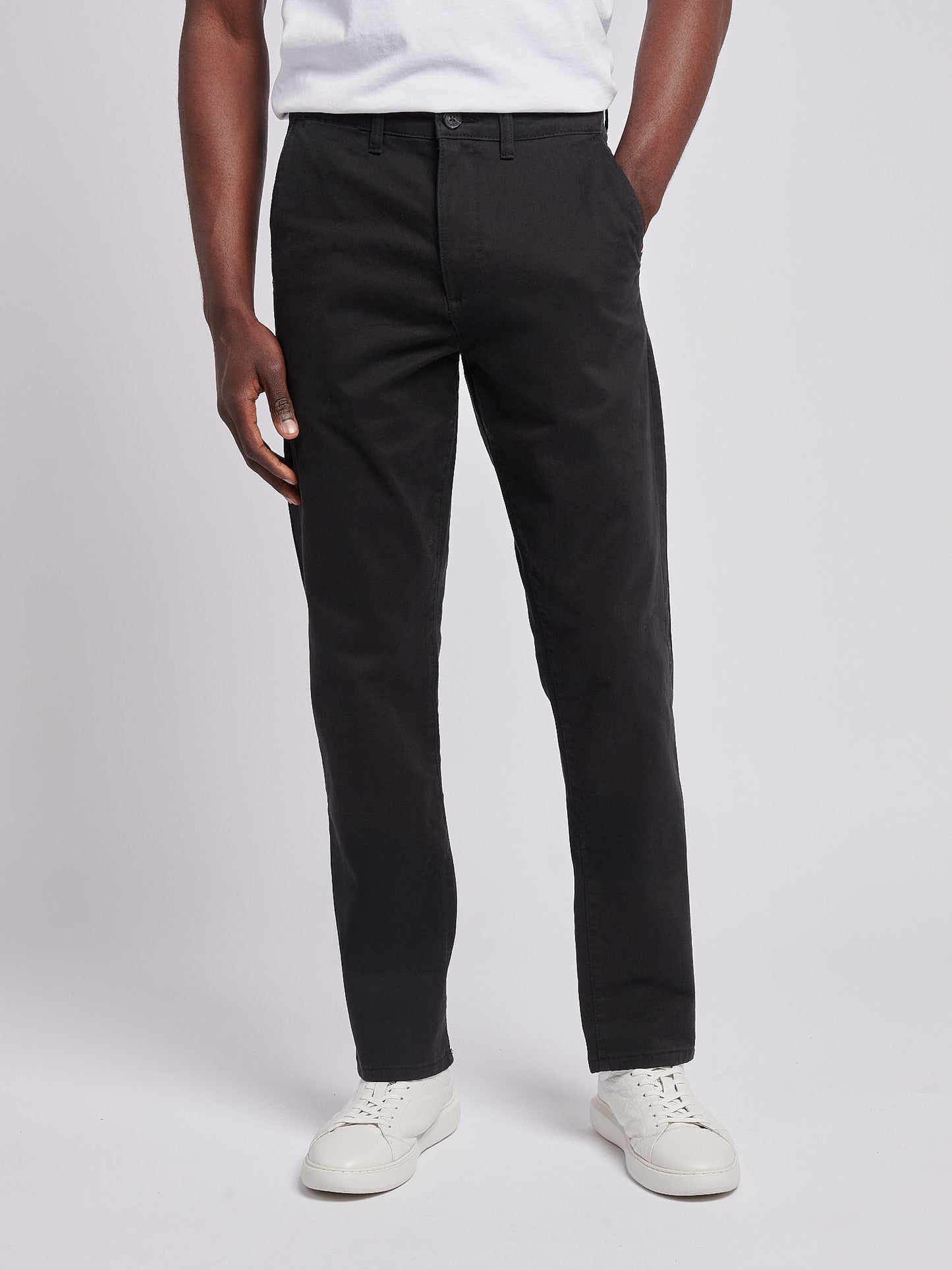 Mens Classic Chinos in Black Bright White DHM