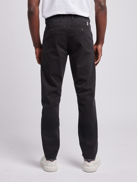 Mens Classic Chinos in Black Bright White DHM