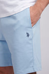 Mens Classic Fit Double Horsemen Sweat Shorts in Chambray Blue