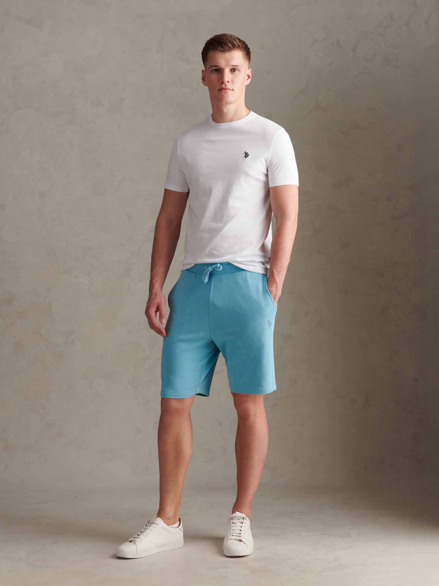 Mens Double Horsemen Sweat Shorts Air Blue