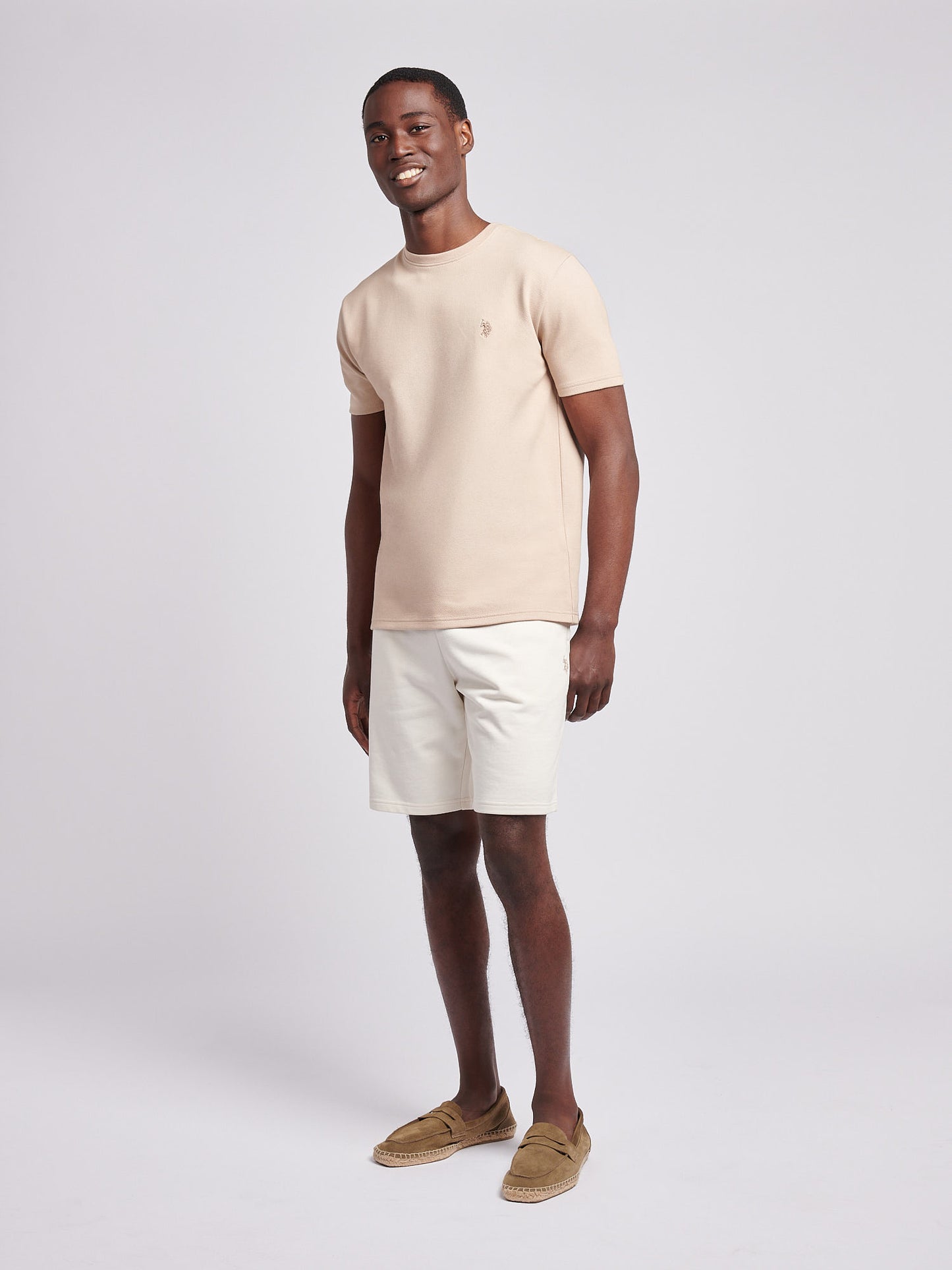 Mens Double Horsemen Sweat Shorts in Whisper White