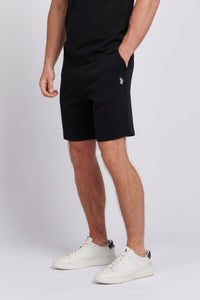 Mens Classic Fit Double Horsemen Sweat Shorts in Black Bright White DHM