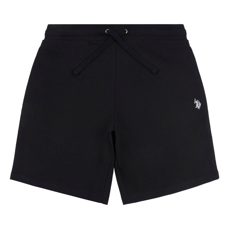 Mens Classic Fit Double Horsemen Sweat Shorts in Black Bright White DHM