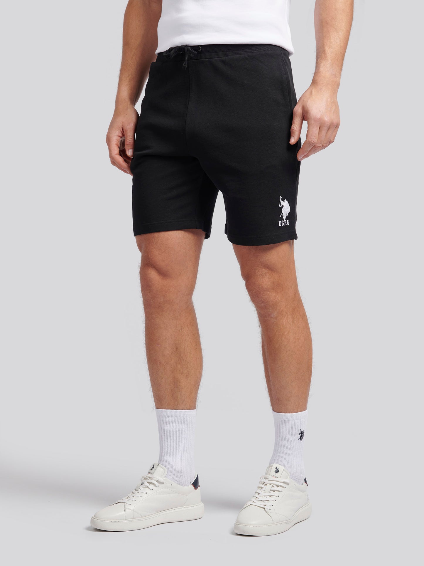 Mens Player 3 Sweat Shorts in Black Bright White DHM