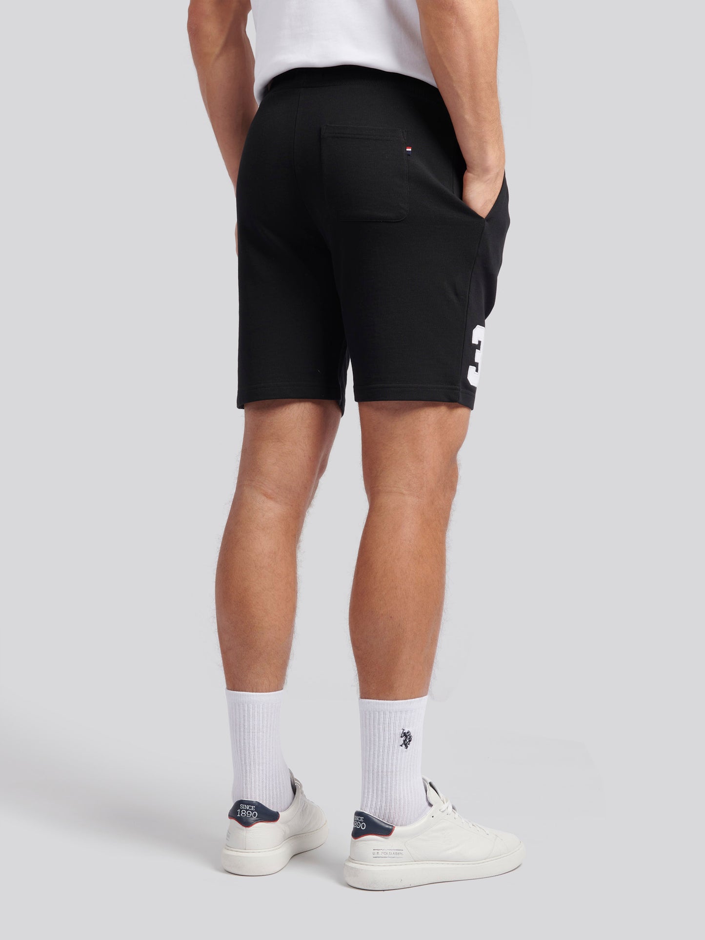 Mens Player 3 Sweat Shorts in Black Bright White DHM