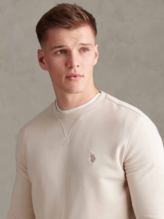 Mens Double Horsemen Sweatshirt Beige