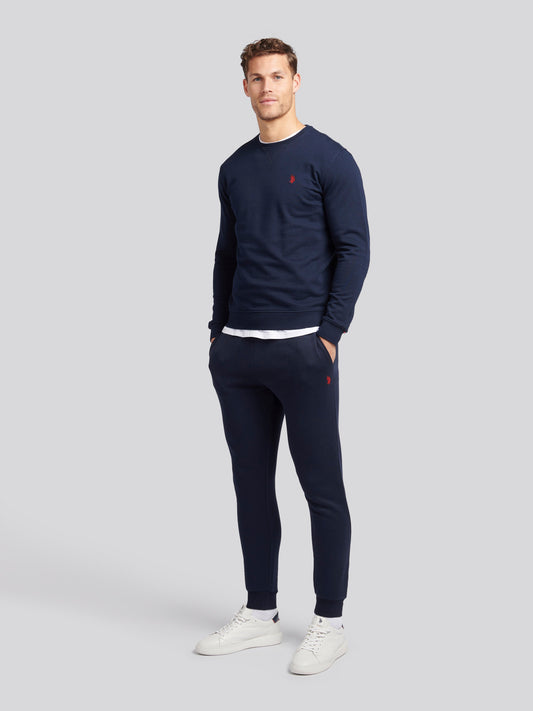 Mens Double Horsemen Sweatshirt in Dark Sapphire Navy / Haute Red DHM