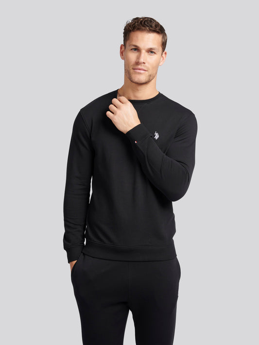 Mens Double Horsemen Sweatshirt in Black Bright White DHM