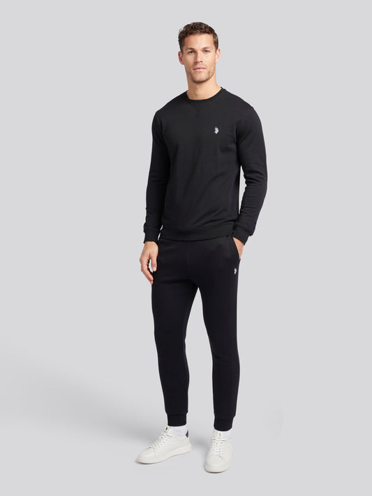 Mens Double Horsemen Sweatshirt in Black Bright White DHM