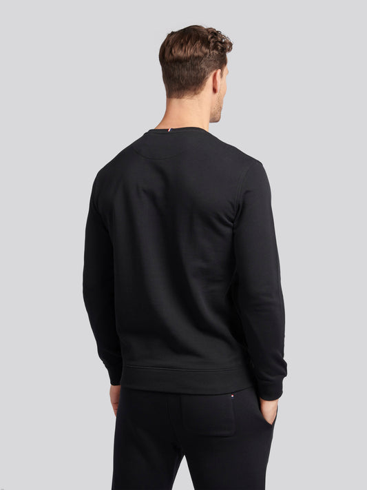 Mens Double Horsemen Sweatshirt in Black Bright White DHM