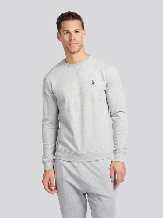 Mens Double Horsemen Sweatshirt in Mid Grey Marl