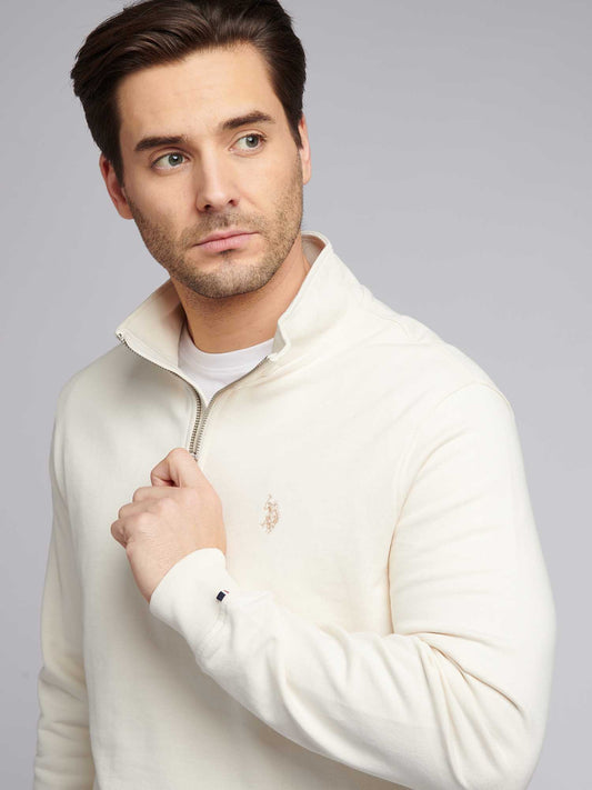 Mens 1/4 Zip Sweatshirt Whisper White
