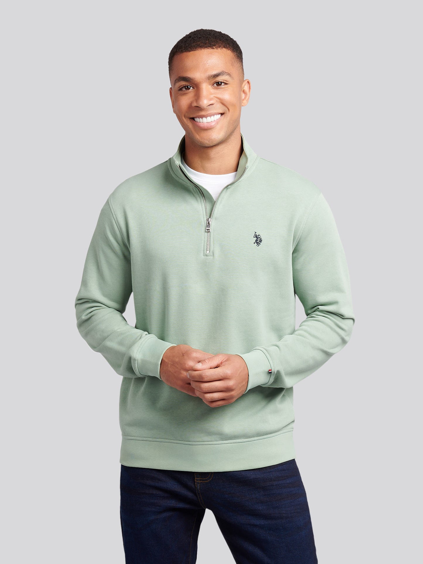 Mens 1/4 Zip Sweatshirt in Iceberg Green