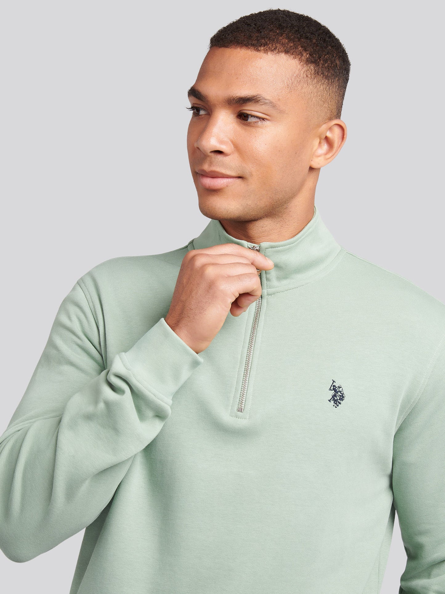 Mens 1/4 Zip Sweatshirt in Iceberg Green