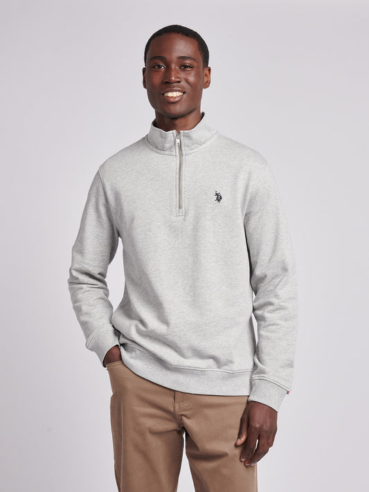 Mens 1/4 Zip Sweatshirt in Mid Grey Marl