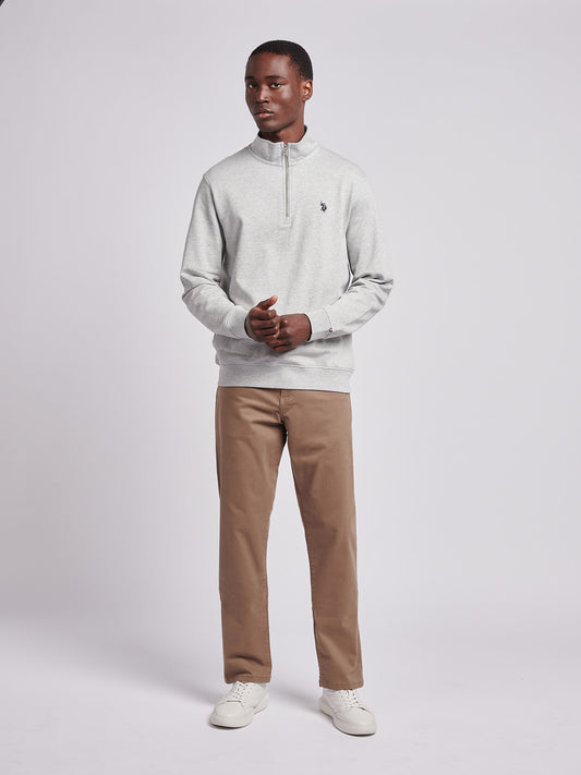 Mens 1/4 Zip Sweatshirt in Mid Grey Marl