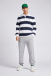 Mens Regular Fit Striped Rugby Shirt in Bright White