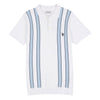 Mens Regular Fit Vertical Stripe Knit Polo Shirt in Bright White