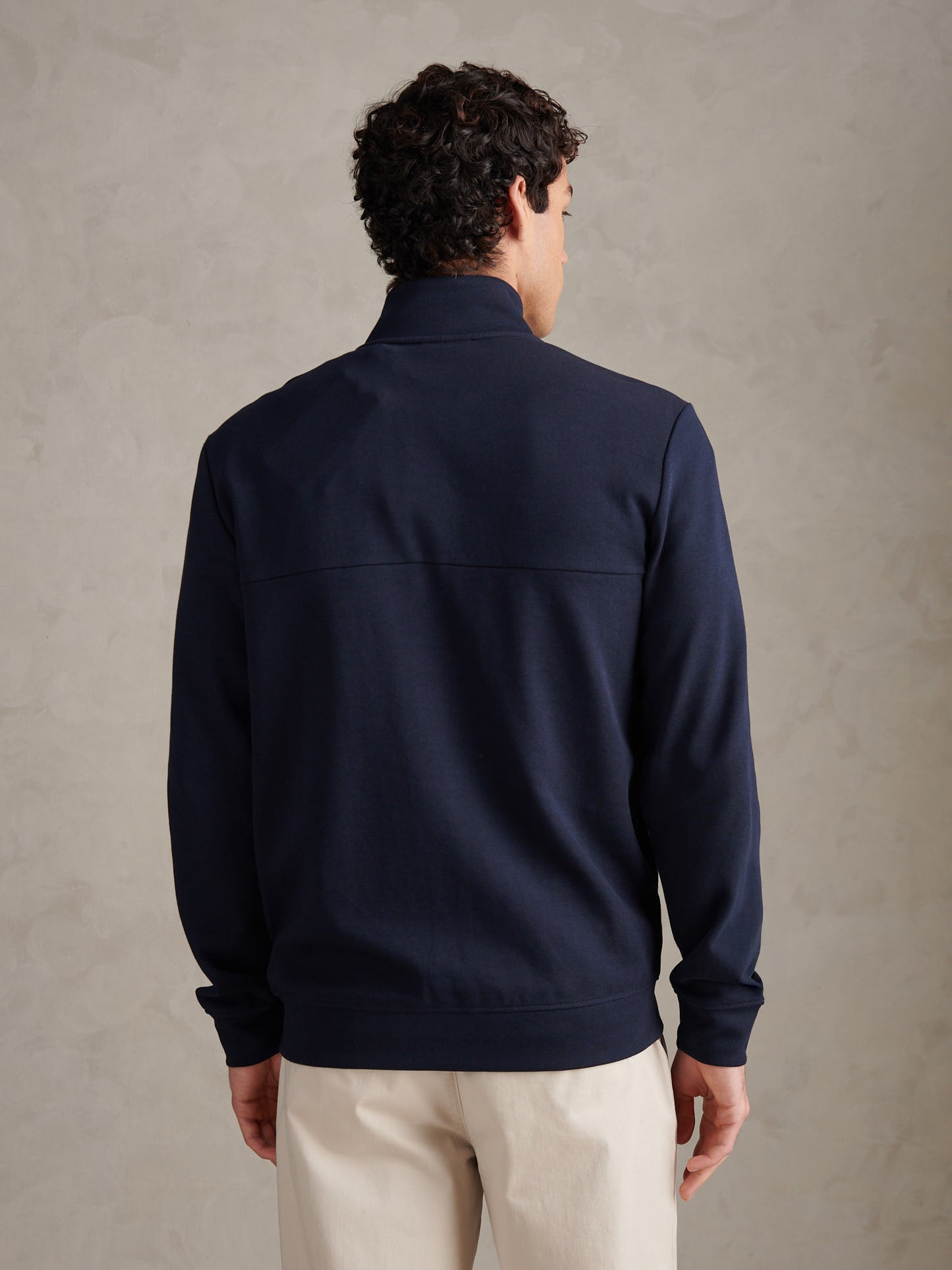 Mens Luxe Double Horsemen Zip Through Funnel Sweatshirt Dark Sapphire Navy / White DHM