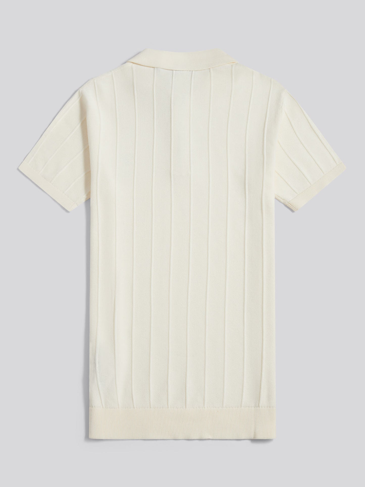 Mens Zip Knit  Polo Shirt Whisper White