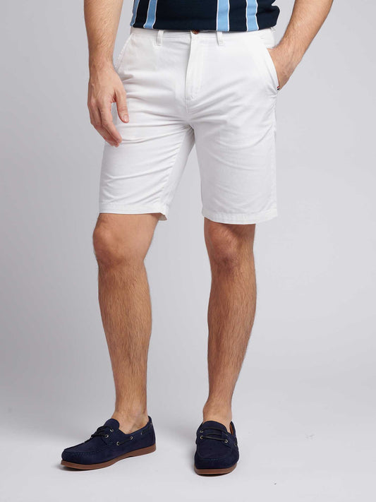Mens Linen Blend Chino Shorts in Bright White
