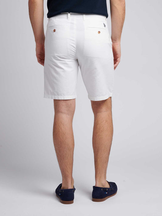 Mens Linen Blend Chino Shorts in Bright White