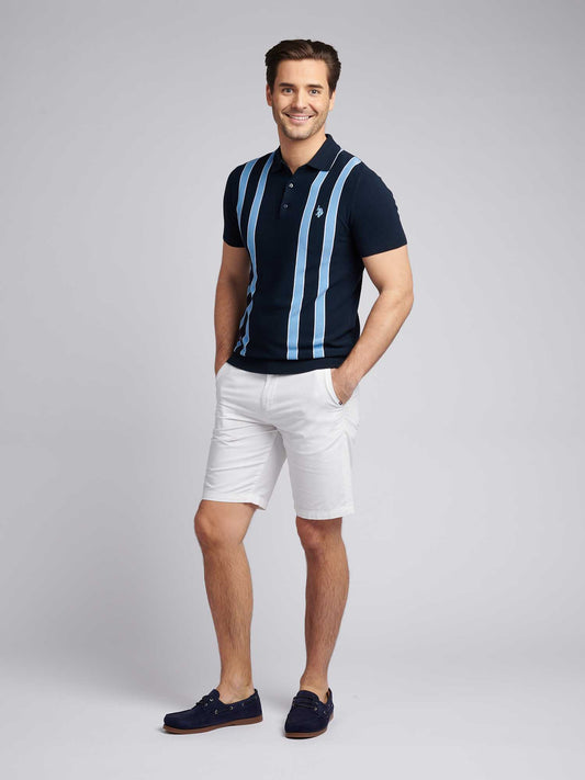 Mens Linen Blend Chino Shorts in Bright White