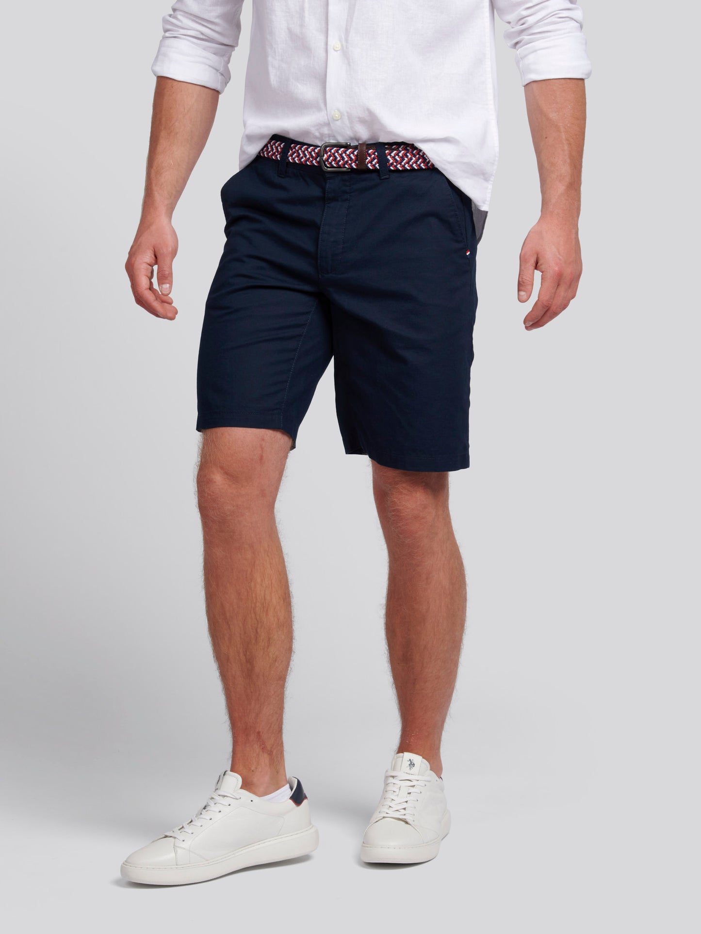Mens Linen Blend Chino Shorts in Dark Sapphire Navy