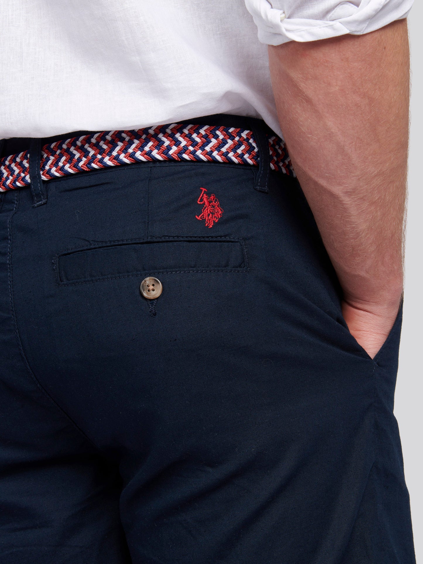 Mens Linen Blend Chino Shorts in Dark Sapphire Navy