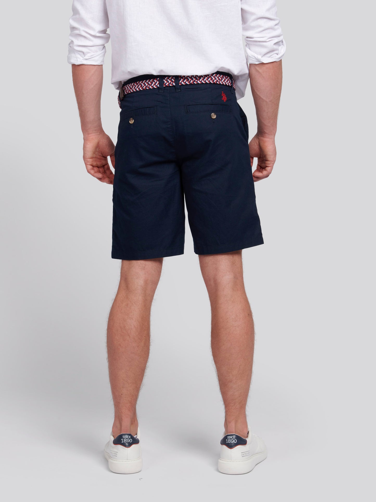 Mens Linen Blend Chino Shorts in Dark Sapphire Navy