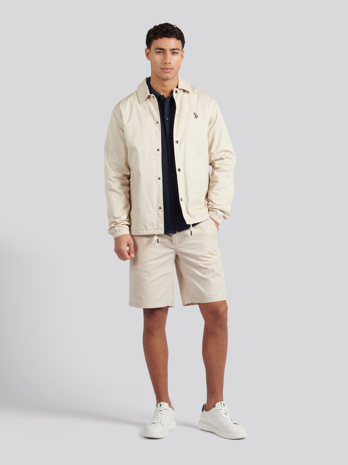 Mens Linen Blend Chino Shorts in French Oak