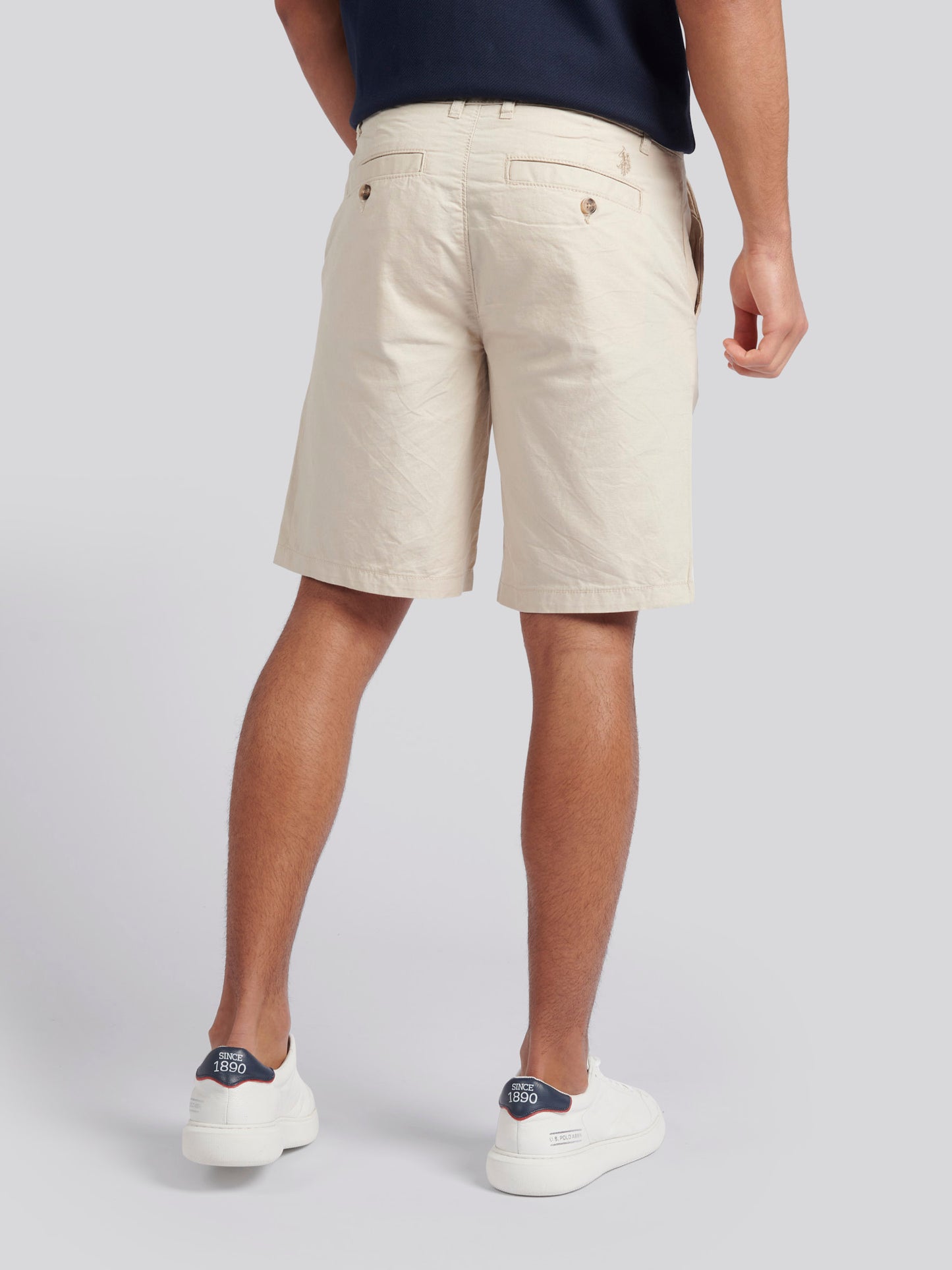 Mens Linen Blend Chino Shorts in French Oak