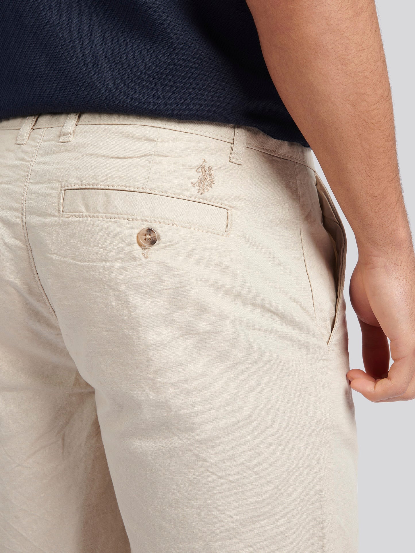Mens Linen Blend Chino Shorts in French Oak