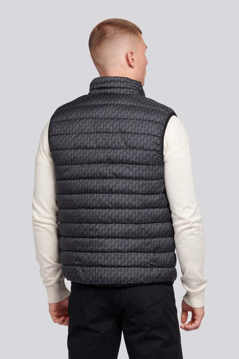 Mens Monogram Quilted Gilet in Black Bright White DHM