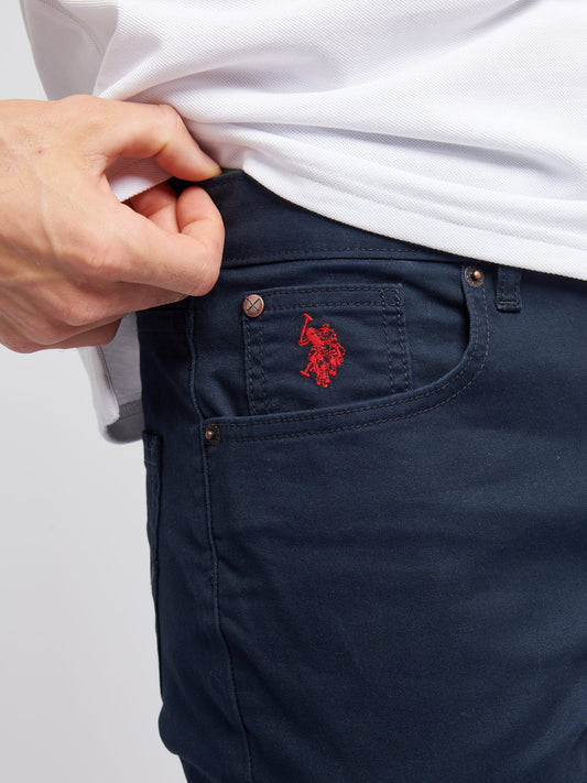 Mens Core 5 Pocket Trouser in Dark Sapphire Navy / Haute Red DHM