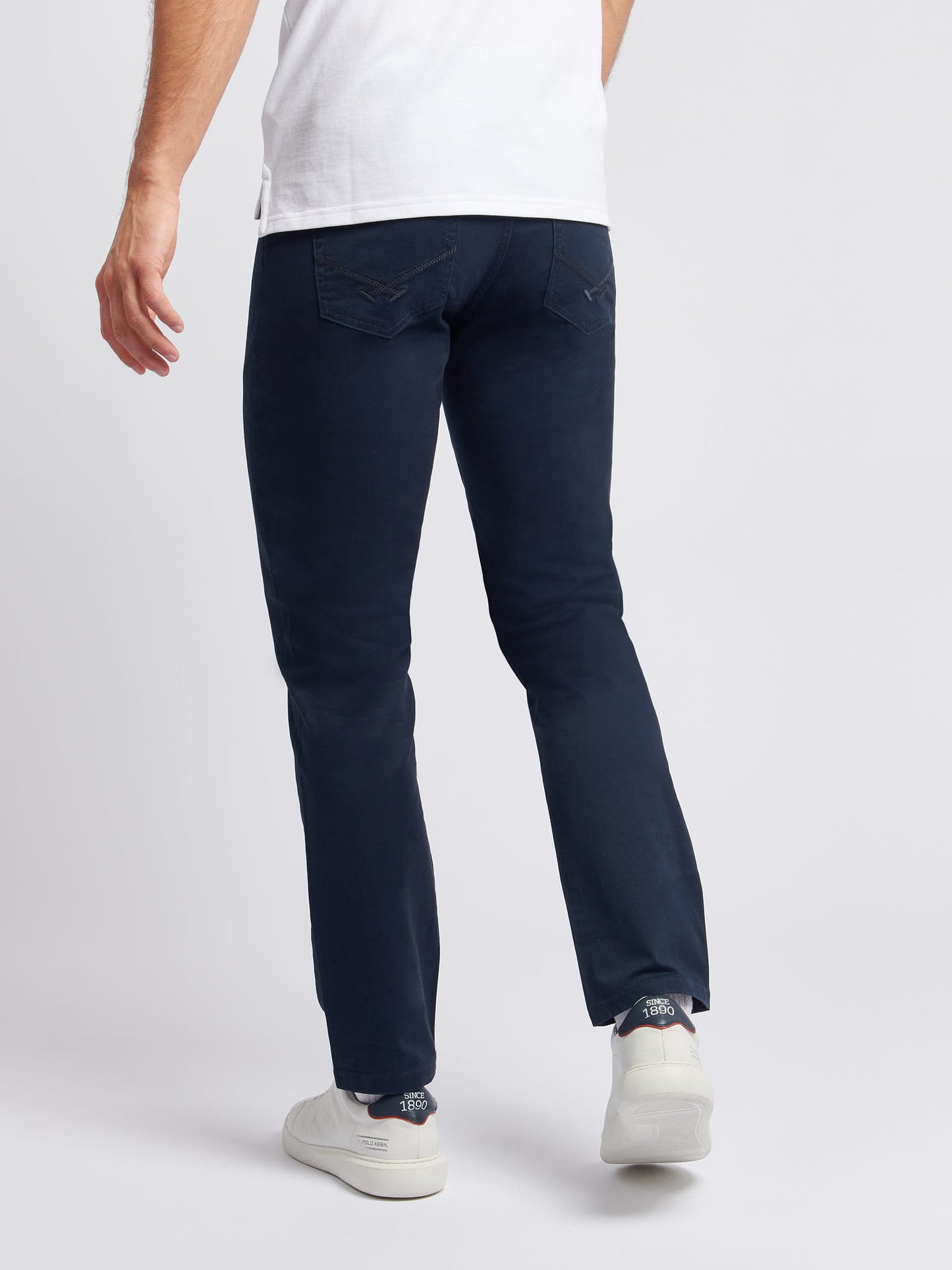 Mens Core 5 Pocket Trouser in Dark Sapphire Navy / Haute Red DHM