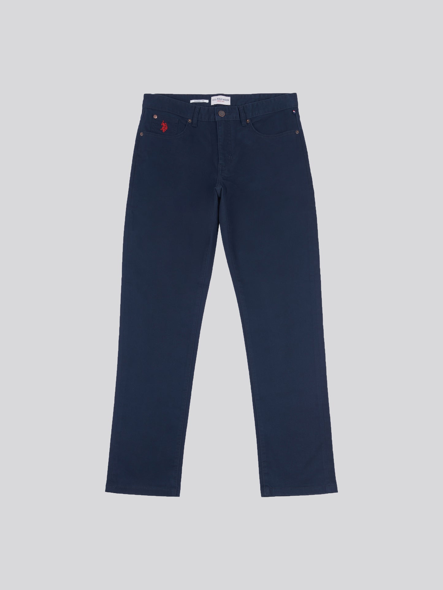 Mens Core 5 Pocket Trouser in Dark Sapphire Navy / Haute Red DHM