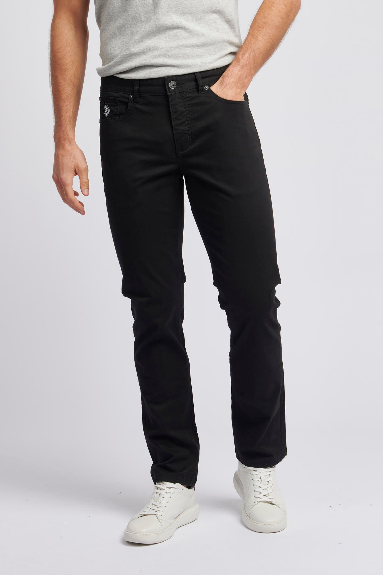 Mens 5 Pocket Trouser in Black Bright White DHM
