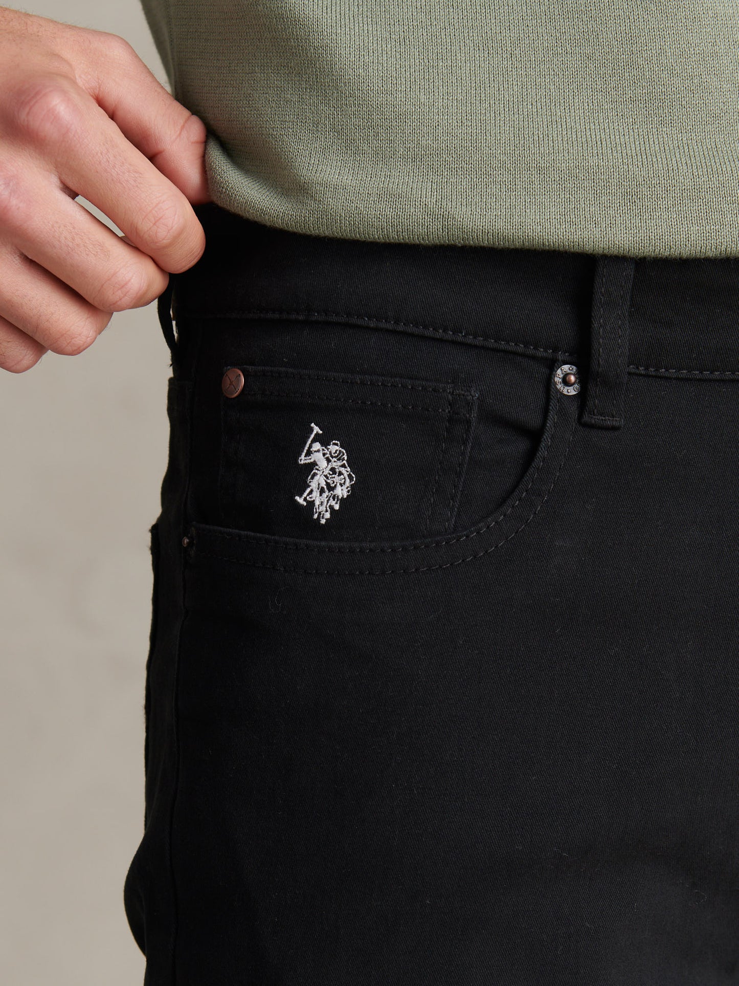 Mens Core 5 Pocket Trouser in Black Bright White DHM